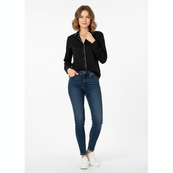 *SHEIN Black Button Down Blouse - Picture 3 of 7